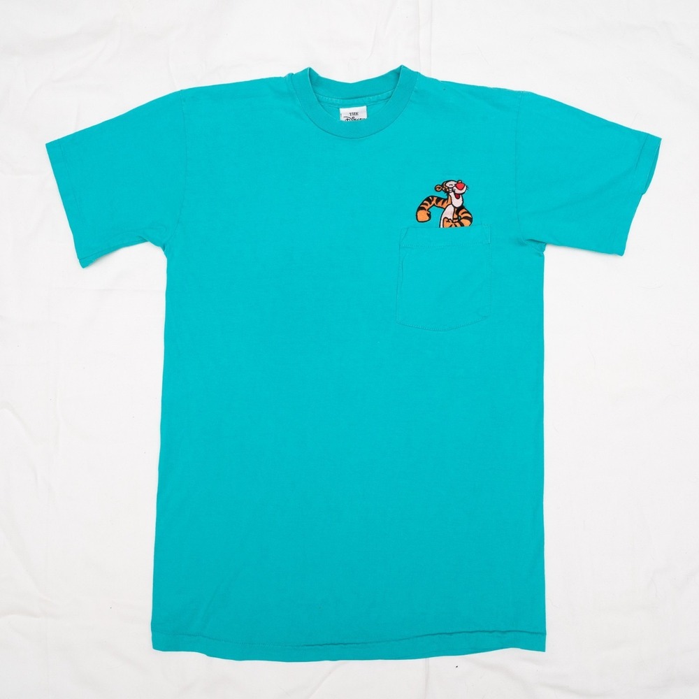 Vtg 90's The Disney Store Tigger Embroidered‎ Pocket T Shirt Single Stitch USA